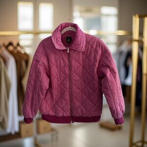 WILD FABEL HOT PINK  COAT QUILTED COTTON WOMENS 38 CHEST RIBBED SLEEVE & BOTTOM